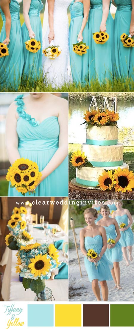 Tiffany blue and sunflower country farm wedding