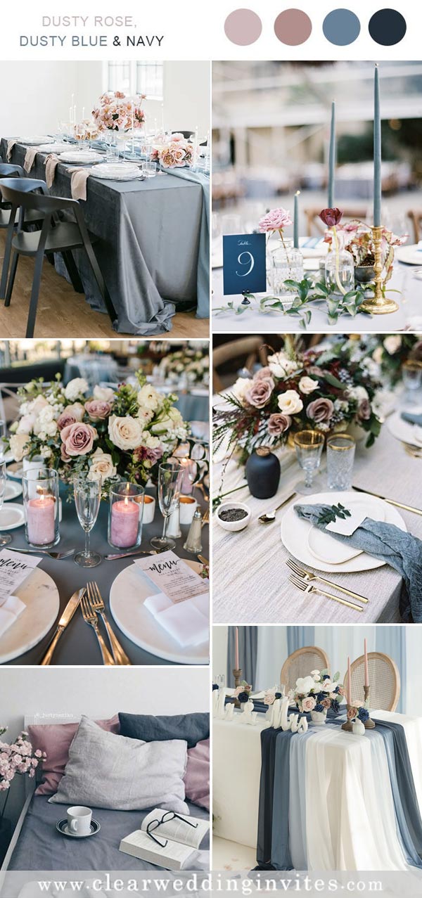 25+ Refined Dusty Rose and Navy Blue Wedding Color Ideas