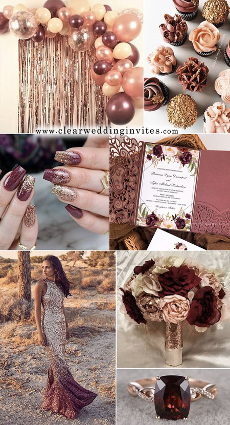 Rose gold with burgundy Fabulous Rose Gold Wedding Color Palette You’ll Fall In Love With