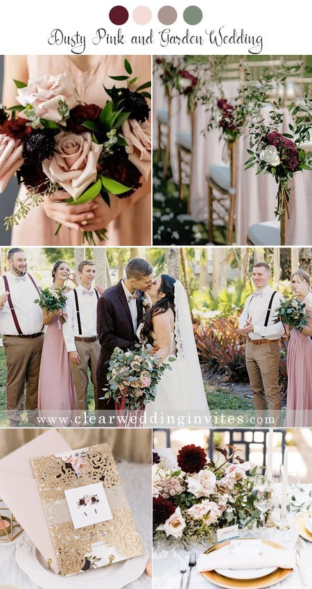 Charming Garden Wedding with Burgundy and Dusty Pink