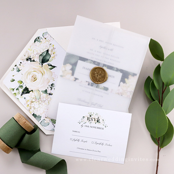 Budget Eucalyptus Greenery Succulent Botanical Watercolor Spring Emerald Green Wedding Invitations