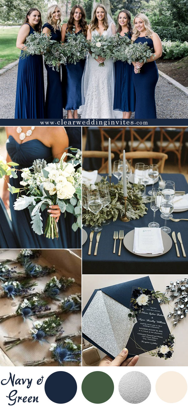 Navy blue and Green Wedding Color Palette Ideas For 2023