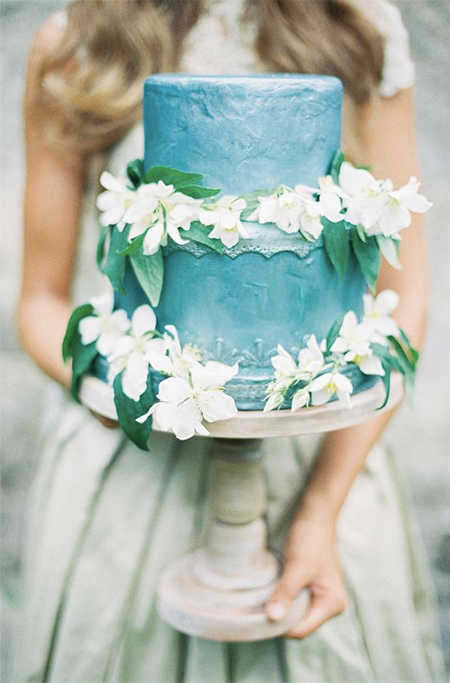 Blue and Green Mixed Wedding Cakes